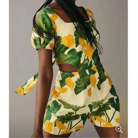 Farm Rio Cutout Tie-Back Romper - Size Medium - Picture 6 of 8